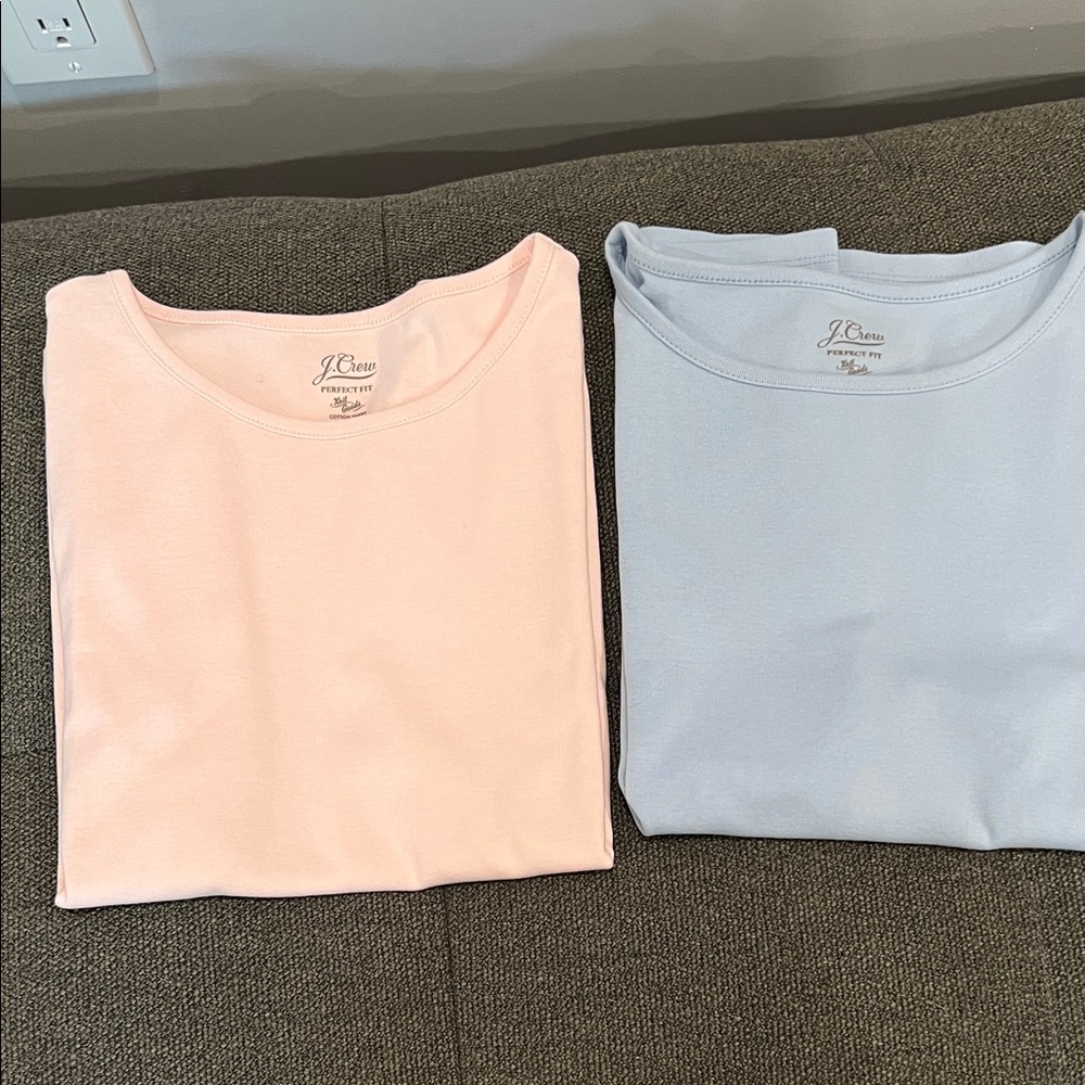 J. Crew Short Sleeve Tees in Soft Pink and Light Blue